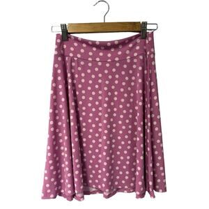 Lularoe Azure Skirt Purple Pink Polka Dot Flowy Mid Length Girls Size 14